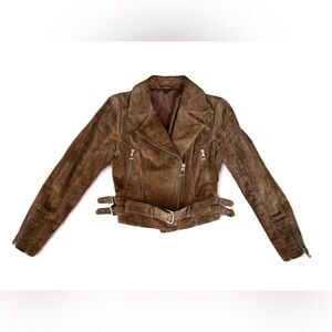 Suede Biker Jacket | Burnt Tobacco Brown